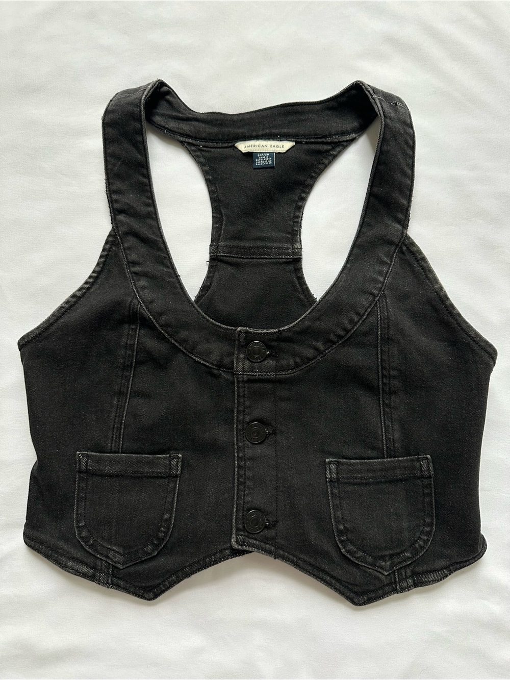 American Eagle Black Denim Racerback Vest Top